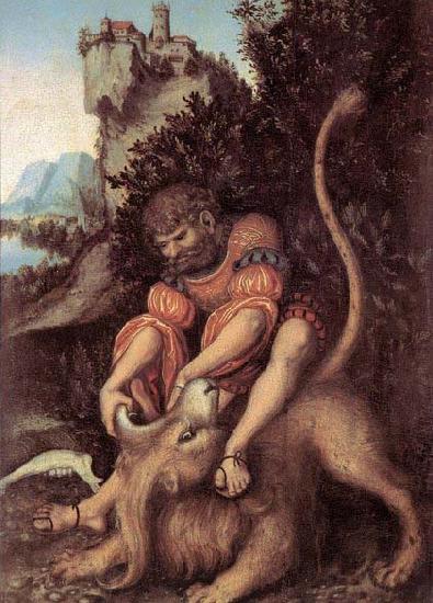 CRANACH, Lucas the Elder Samson's Fight with the Lion China oil painting art